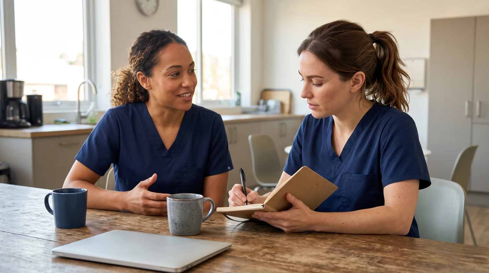 Enhance.work - Blog - botox and filler certification course - clinician reviewing a training course syllabus on a laptop in a bright modern clinic