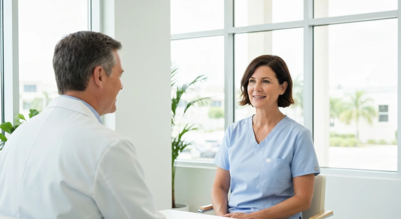 Aesthetic nurse practitioner in a med spa job interview in South Florida