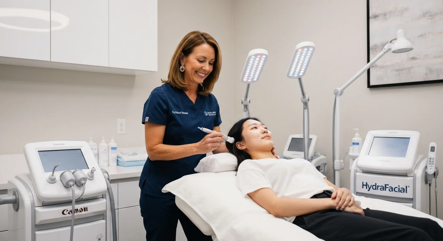 Aesthetician receiving hands-on device training at South Florida med spa