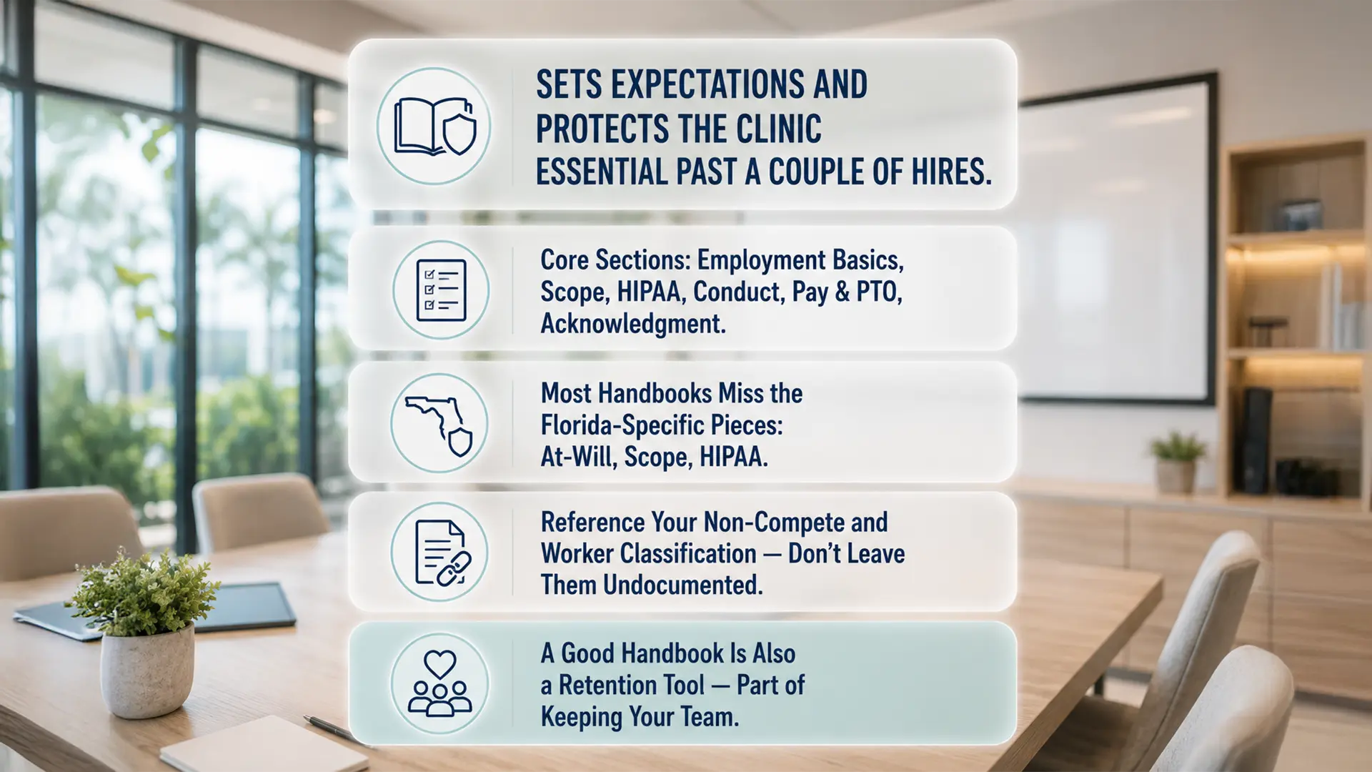 Enhance.work - Blog - med spa employee handbook florida - overview of why a med spa employee handbook matters, covering the core sections and the Florida specific pieces most handbooks miss