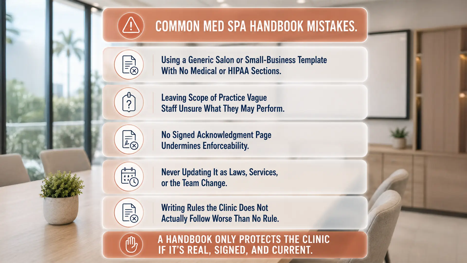Enhance.work - Blog - med spa employee handbook florida - common med spa employee handbook mistakes, from using a generic salon template through to never updating it as laws and services change