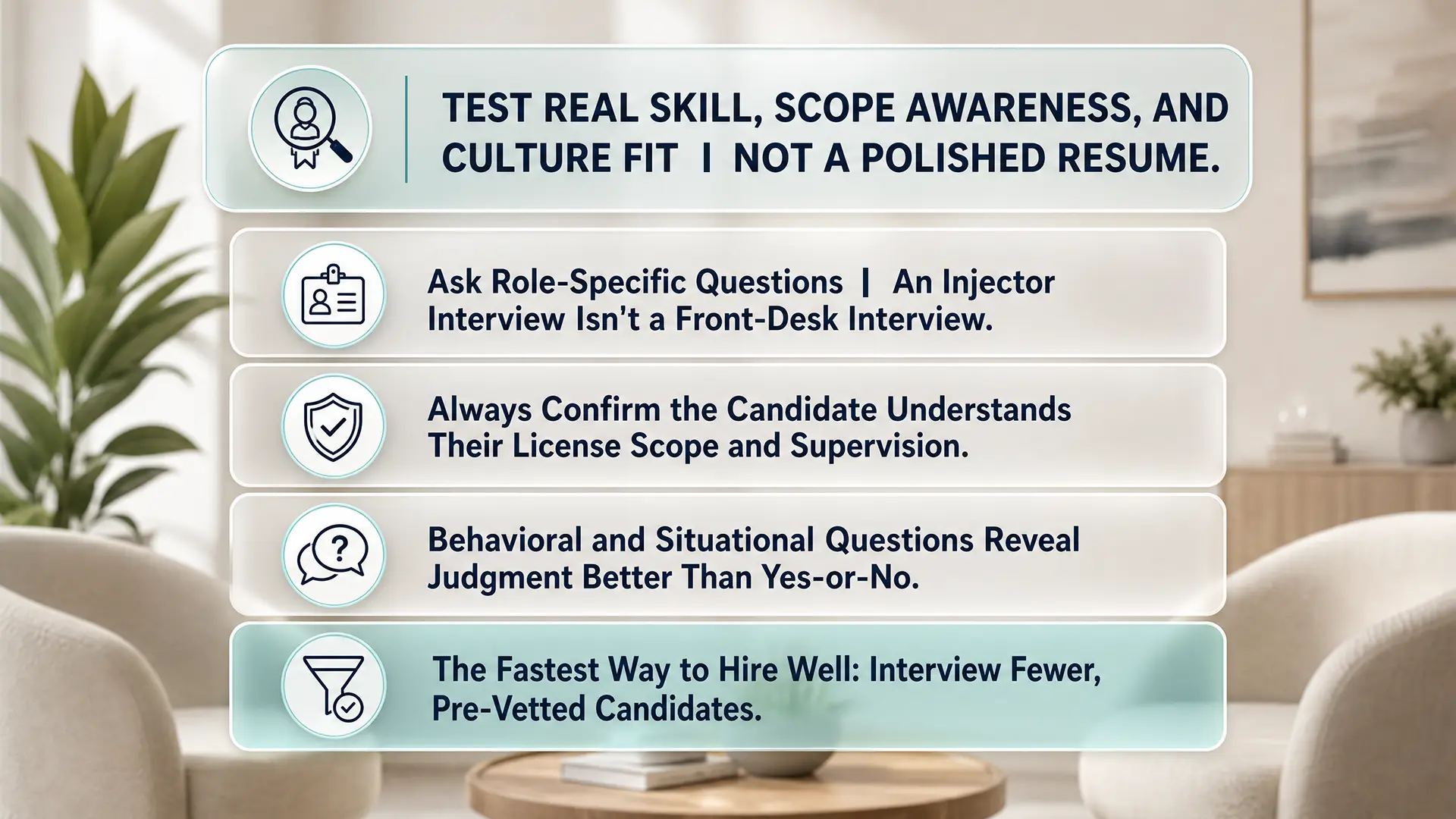 Enhance.work - Blog - med spa interview questions florida - interview principles for med spa hiring, testing real skill and scope awareness rather than a polished resume
