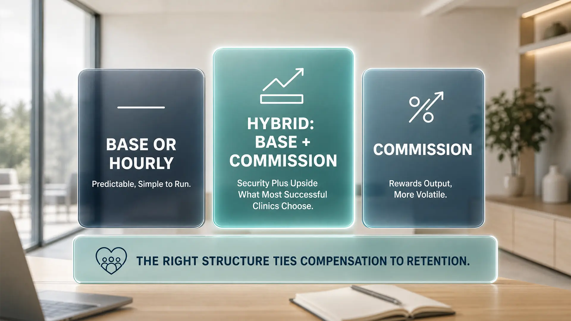 Enhance.work - Blog - how to pay a med spa injector florida - comparison of base or hourly, hybrid base plus commission, and pure commission pay models for med spa injectors