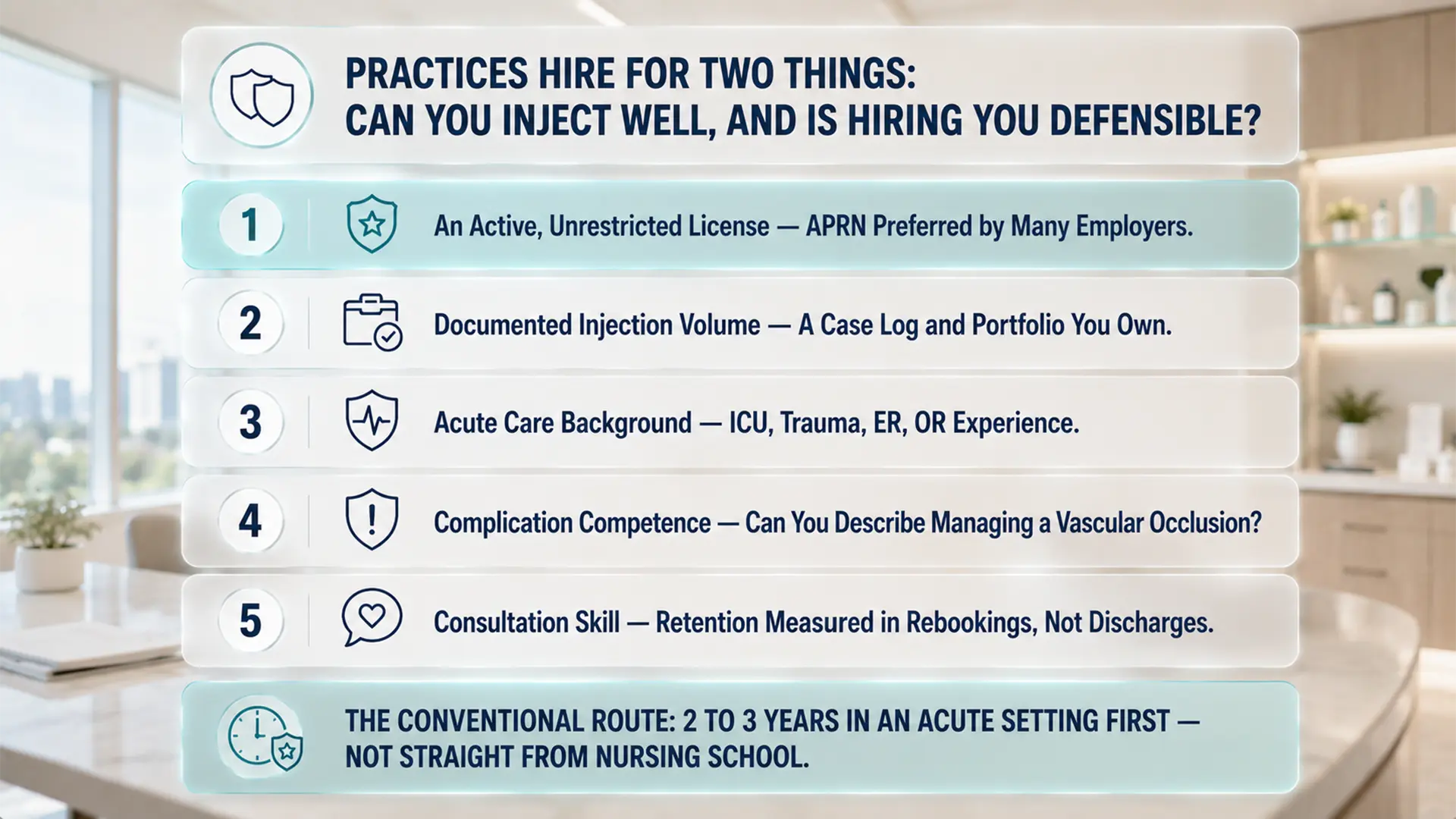 Enhance.work - Blog - nurse injector - the five things Florida practices hire nurse injectors on, from an active unrestricted license through to documented injection volume and complication competence