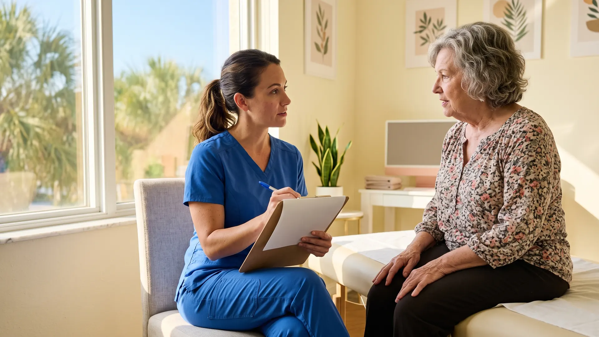 Enhance.work - Blog - can an LPN inject Botox in Florida - LPN taking a patient medical history before a med spa treatment