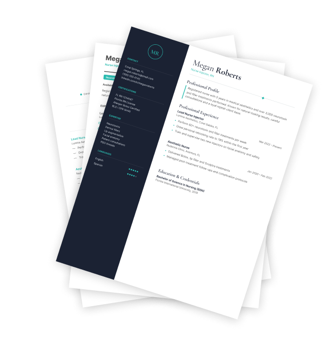 Aesthetics resume templates, ready to fill in and download as a PDF