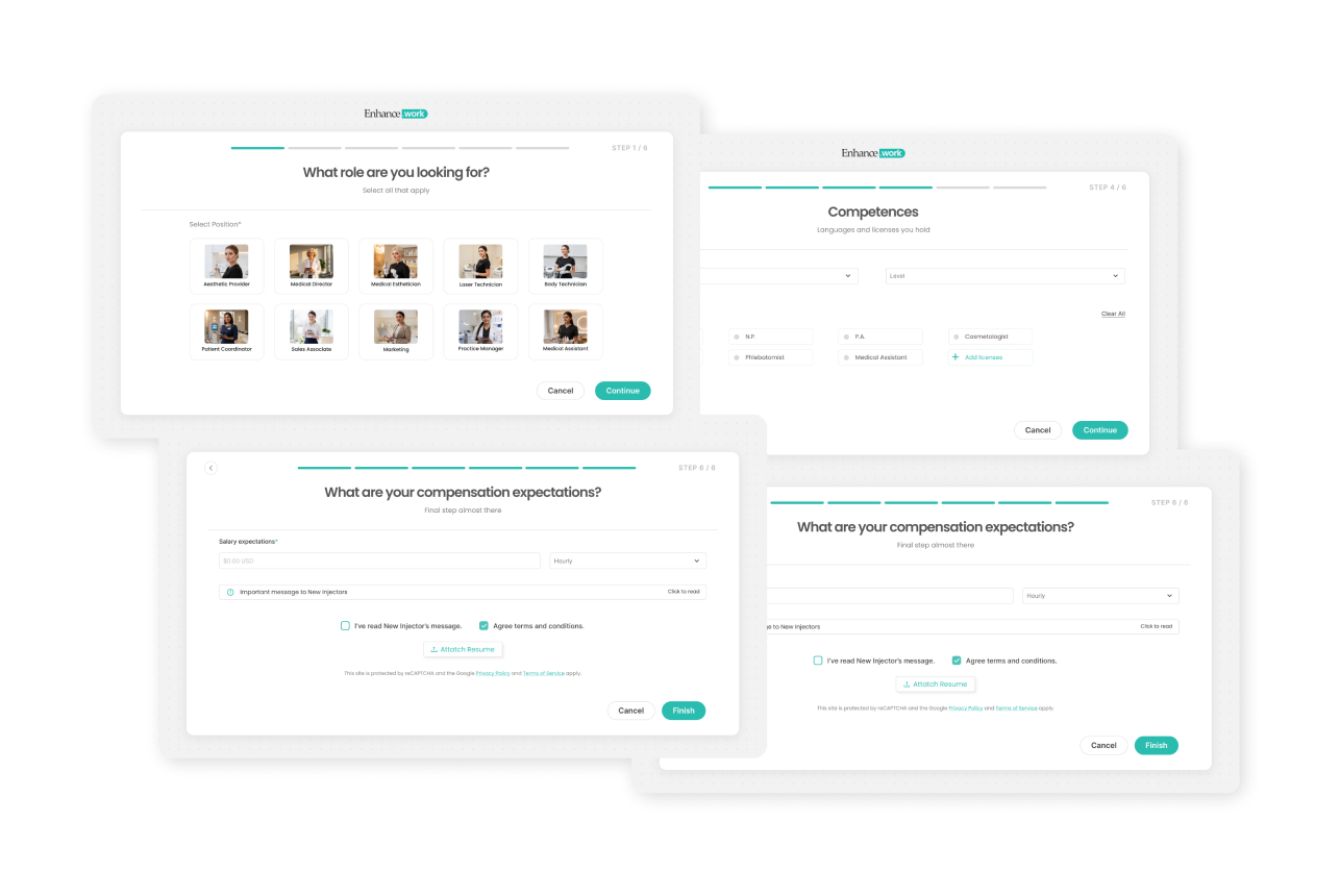 Enhance.work registration form — multi-step
